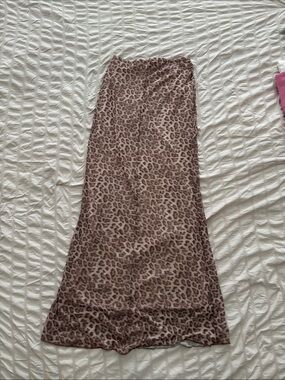 Leopard Print Maxi Skirt in Brown